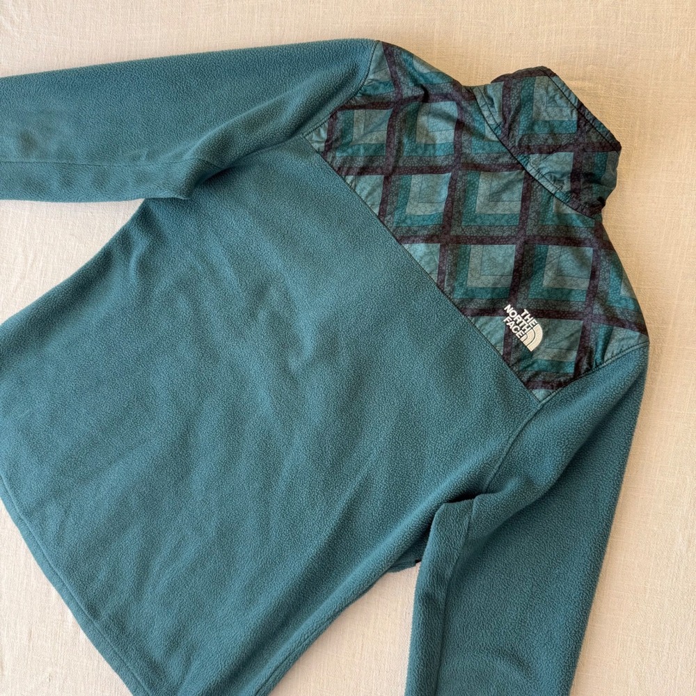 The North Face Womens Teal Geometric Print Quarter Zip Fleece Pullover Medium - Picture 11 of 11
